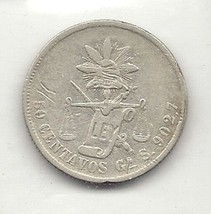 OLD GoS 1878 50 CENTAVOS SILVER GUANAJUATO COIN MEXICAN LIBERTAD SECOND ... - £147.88 GBP