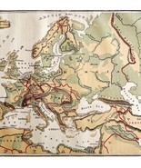 Map Of Europe 1869 Guyot&#39;s Geography Victorian Lithograp Antique Art Pri... - $61.07 CAD