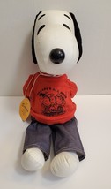 Vintage Peanuts Snoopy 14&quot; rag doll w/jeans &amp; shirt Determined by Ideal w/tag - £78.79 GBP
