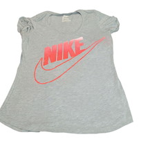 Nike Men&#39;s T-Shirt Gray Size Medium Cotton Short Sleeve Graphic Print Logo - $7.60