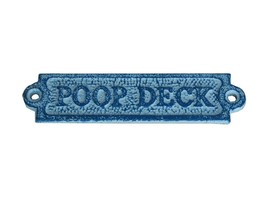 Rustic Light Blue Whitewashed Cast Iron Poop Deck Sign 6&quot;&quot; - $10.99