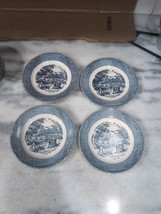 Currier and Ives Bread &amp; Butter Plate,Blue and White, Harvest Time, Set ... - £23.36 GBP