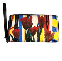 Sharif Hand Painted Floral Continental Wallet Clutch Artistic Expressions Tulips - £32.03 GBP
