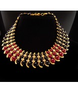 Vintage Cleopatra necklace Dramatic burgundy black wide rhinestone colla... - £90.44 GBP