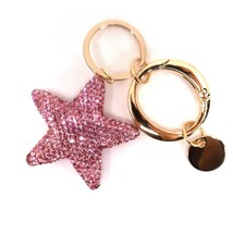 Bling Crystal Rhinestone Star Keychain Bag Charm Pink - $14.85