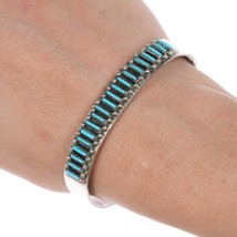 6.5&quot; Vintage Zuni needlepoint turquoise and sterling bracelet - £142.56 GBP