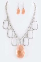 Crystal Teardrop Pendant Necklace Set - £12.58 GBP
