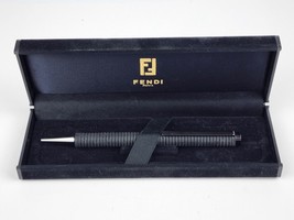 Authentic Fendi Roma Ink Pen ribbed rubber gun metal gray w/ box Writes Smooth - £43.59 GBP