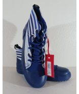 Hunter KIDS DIPPED BOOTS Canvas HIGH TOP SNEAKERS BLUE STRIPE Size 3 - $19.34 CAD