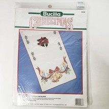 Bucilla Stamped Cross Stitch Table Runner NIP Christmas Bells 1990 Kit 14 x 44" - $29.99