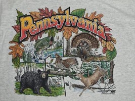 Vintage Pennsylvania Hunting Nature Graphic T Shirt Best Fruit Of Loom USA Sz L - £20.11 GBP