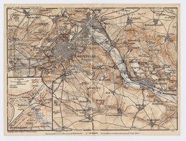 1929 Antique Map Of Vicinity Of Stuttgart Esslingen BADEN-WÜRTTEMBERG / Germany - £18.32 GBP