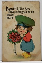 Dutch Child  Valentine Beautiful like dees flowers 1914 Postcard G2 - £3.90 GBP