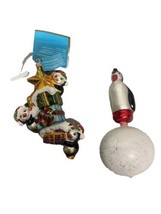 Vintage Penguin Standing on Ball And Radko Penguins Three Penny Star Orn... - $12.86