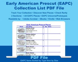 Early American Prescut Collector&#39;s Basic Collection List by Type by Size (PDF) - £3.92 GBP