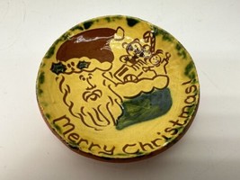 Breininger Redware Pottery Decorative Small 4 Inch Dish Merry Christmas! Santa - £34.64 GBP