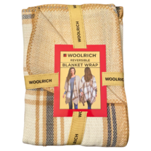 Woolrich One Size Plaid Chevron Reversible Cozy Blanket Wrap Tan White P... - $24.74