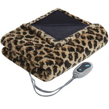 Brushed Long Fur Electric Throw Blanket Ogee Pattern Warm And Soft Heated Wrap W - £94.82 GBP