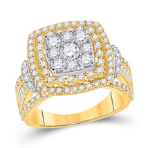 14kt Two-tone Gold Womens Round Diamond Square Cluster Ring 2-1/4 Cttw - £2,846.34 GBP