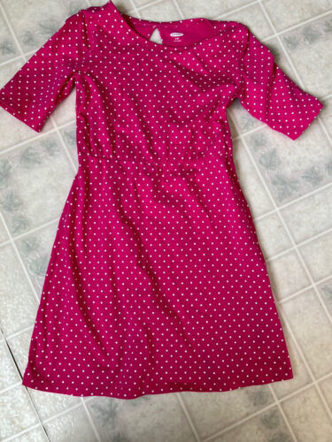 Primary image for Old Navy Dress Size 8 Pink Polka Dot Knit Dress with Keyhole back Short Sleeve