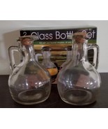 Two (2) Clear Glass ~ Bottle Set ~ Oil &amp; Vinegar Jars with Cork Stoppers - $35.56 CAD