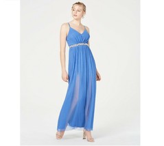 BCX Junior Womens 1 Periwinkle Blue Straps Pleated Glitter Mesh Gown NWT - £27.23 GBP