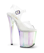 PLEASER FLAMINGO-808HT Sexy 8&quot; Heel Holographic Tinted Platform Clear Shoes - $128.49 CAD