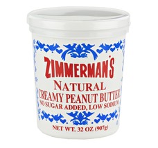 Zimmerman&#39;s Natural Creamy Peanut Butter 32 oz. Tub (Natural, 4 Tubs) - £38.74 GBP