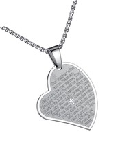 Women&#39;s Stainless Steel Heart Our Father Prayer 21 - £40.50 GBP