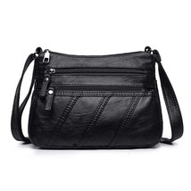 Annmouler Fashion Women Crossbody Bag Black Soft Washed Leather Shoulder Bag Pat - £36.59 GBP