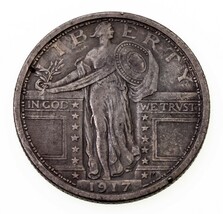 1917 25C Debout Liberty Quarts T1 Extra Fin XF État, Beau Détail - €159,98 EUR