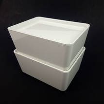 (Lot of 2) IKEA KUGGIS White Stackable Storage Box Container w/ Lid 5x7x... - £15.74 GBP