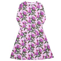 Flower and Natural All-Over Print Long Sleeve midi Dress for Woman - $78.21