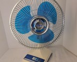 VTG Galaxy Fan 12&quot; Translucent Aqua Blue Blades 3 Speed Oscillating SEE ... - £63.50 GBP