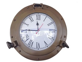 Antique Brass Decorative Ship Porthole Clock 12&quot;&quot; - £107.92 GBP