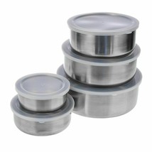 Stainless Steel Mixing Bowl 5 Pcs Set Food Container Salad Serving Kitchen Lids - £18.37 GBP