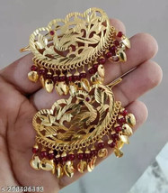 Joharibazar Indian Gold Plated Kundan Bridal Hair Clips Pin Chimti Jewelry Set e - £12.15 GBP