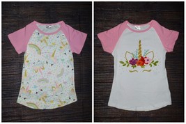 NEW Boutique Unicorn Girls Short Sleeve Shirt Lot Size 7-8 - £9.78 GBP