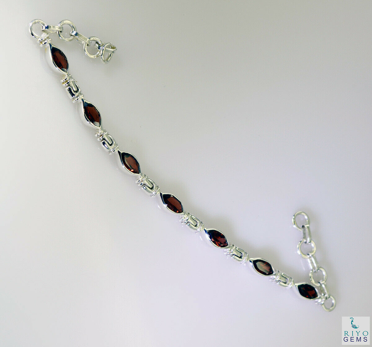 attractive Garnet 925 Solid Sterling Silver Red Bracelet wholesale US gift - $34.64
