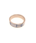 Silver Tone Ring Blue Stones Marbled 5.3 mm band Size 5.75 - $95.00 MXN