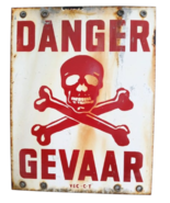 Danger metal sign enameled porcelain from South Africa Original 1950s wi... - $169.00