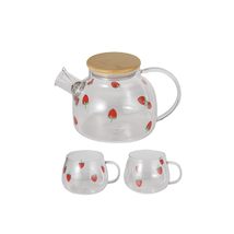 THY Collectibles Glass Strawberry Carafe Pitcher Set with 2 Cups and Strainer, K - $29.99