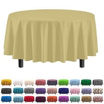 12 Pack Premium Plastic Tablecloth 84In. Round Table Cover Light Yellow Home - £49.84 GBP