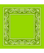 Lime Green Open Center Paisley BANDANA Head Face Wrap Mask Neck Scarf Cover - $146.75 MXN