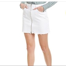 NWT $250 Rag &amp; Bone ANNA Mini Skirt White Denim Zip Front Frayed Hem - Sz 29 - £90.67 GBP