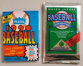 1990 Fleer &amp; 1990 Upper Deck Baseball Lot of 2 New Sealed Unopened Packs*! - £10.04 GBP