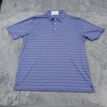 Greg Norman Shirt Mens L Blue Polo Golf Short Sleeve Spread Collar Stripe - £12.60 GBP