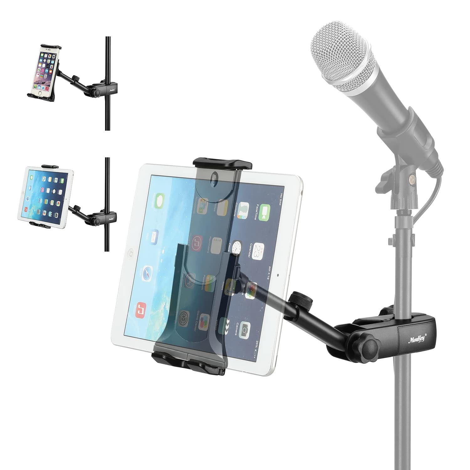Tablet Holder For Mic Stand, Adjustable Microphone Music Stand Phone Holder Moun - $39.99