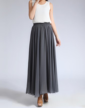 Gray Long Chiffon Skirt Women Custom Plus Size Chiffon Beach Skirt image 5