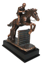 Equestrian Racing Galloping Horse with Jockey Bronze Electroplated Figurine - $2,103.49 MXN